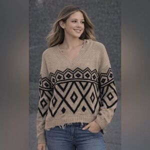 BUCKLE Deconstructed V Neck Oversized Sweater